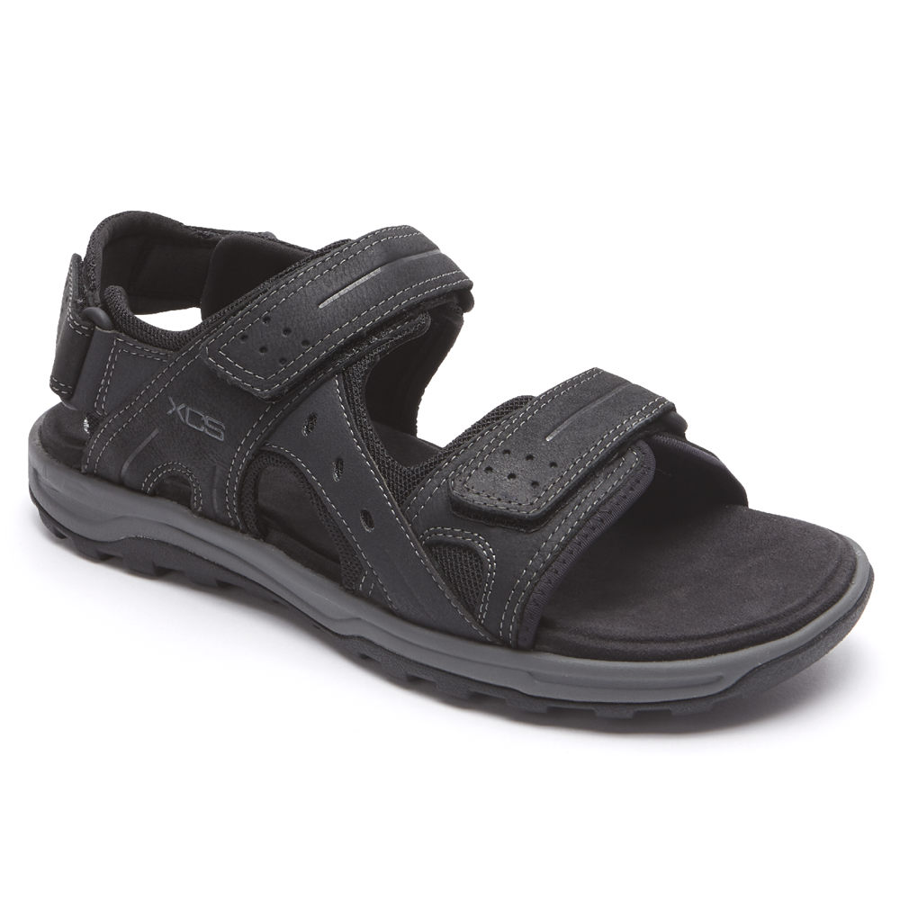 Rockport Singapore Mens Sandals - Trail Technique Adjustable Velcro Black - MK7548160